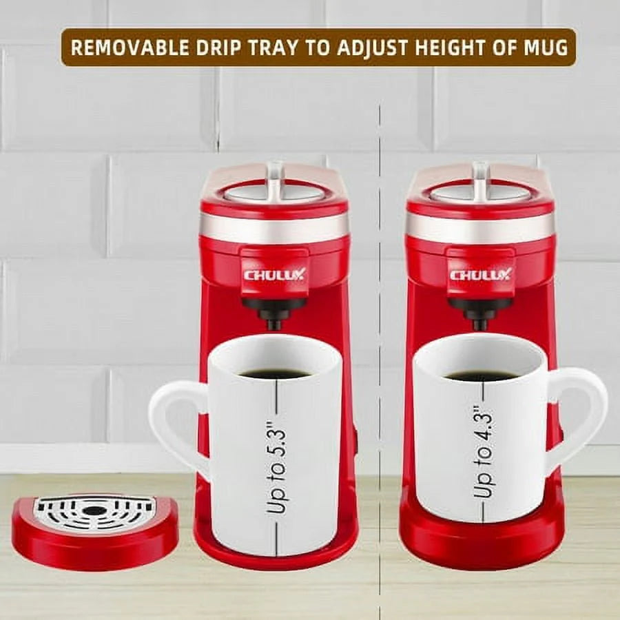 CHULUX Mini Single Serve Coffee Maker for K Pod & Ground Coffee U7469