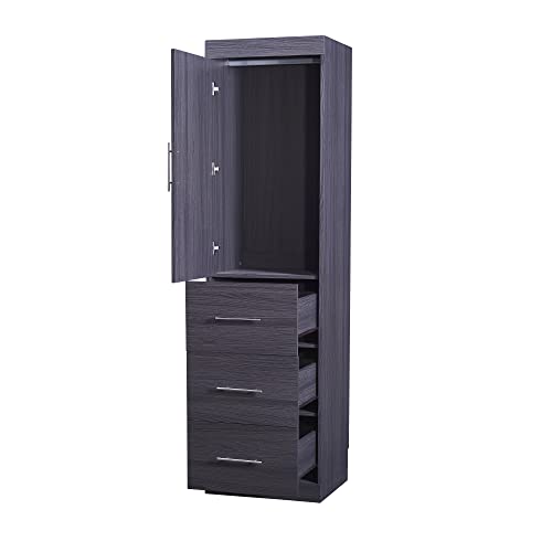 Full Size Murphy Bed with Drawers, Cabinets and USB Ports, Gray D589081