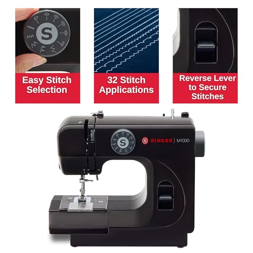 SINGER M1000 Mending Machine, Compact Portable with 32 Stitch Applications, Black L8310