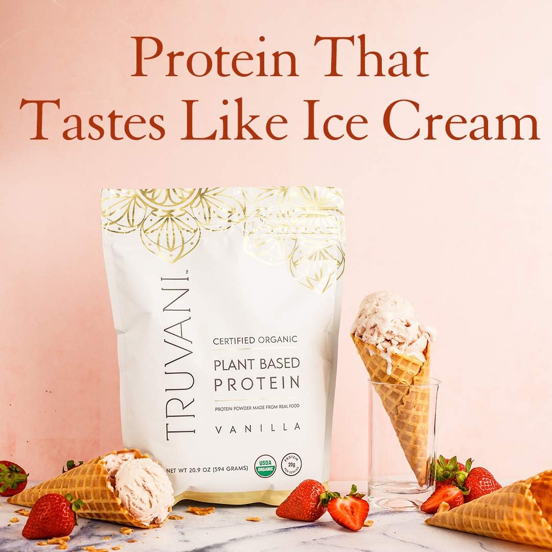 Truvani Plant Based Protein Powder Vanilla 20.9oz Pack of 2 T658