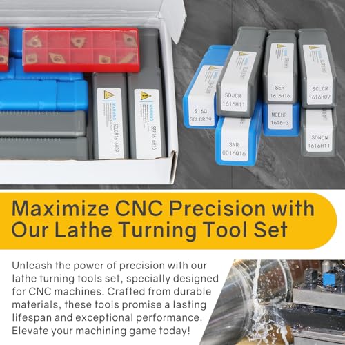 Indexable Lathe Turning Tool 21Pcs Kit 3/8'' 10mm Shank with Carbide Inserts Z5376