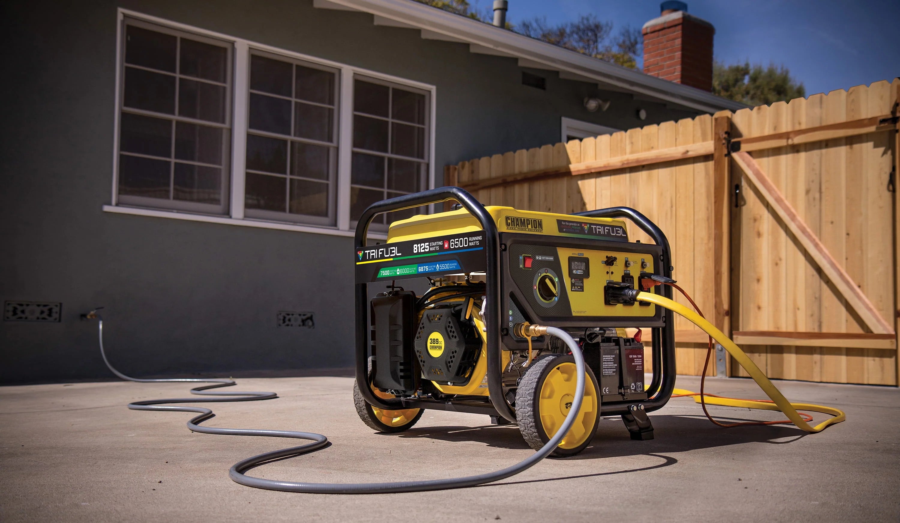 Champion Power Equipment 6500-Watt Tri-Fuel Portable Generator with CO Shield and Electric Start I89983