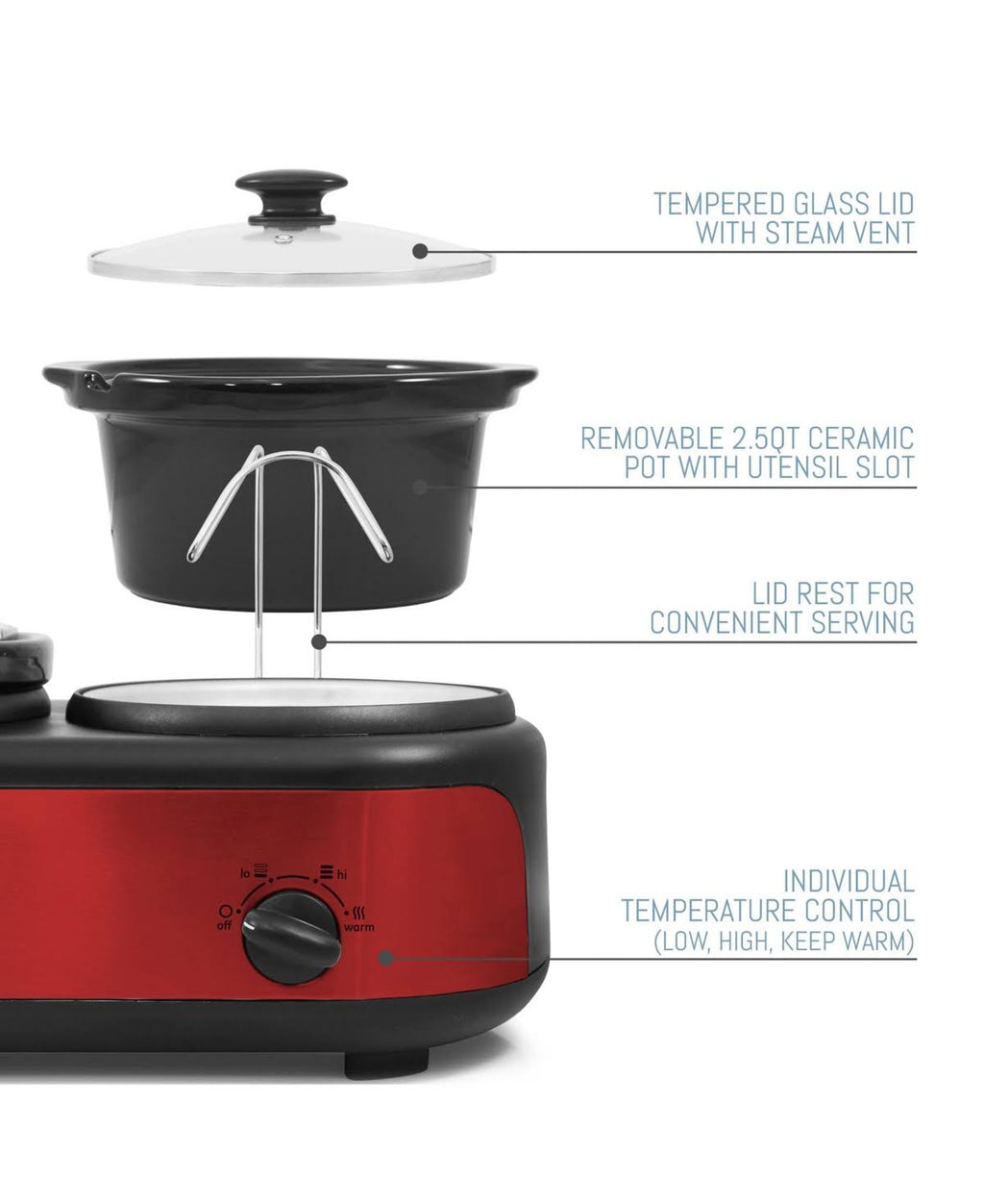 Elite Platinum Triple Slow Cooker Buffet, Red I958445