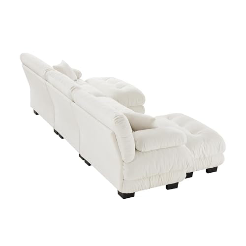 Modular Sectional Sofa with 2 Ottomans, Chenille, White R310906