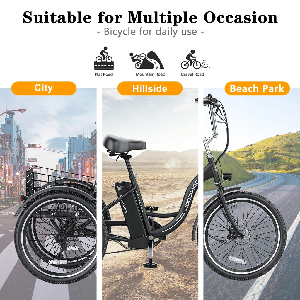 Lilypelle Adult Electric Tricycle 3-Wheel Bike for Seniors E1378