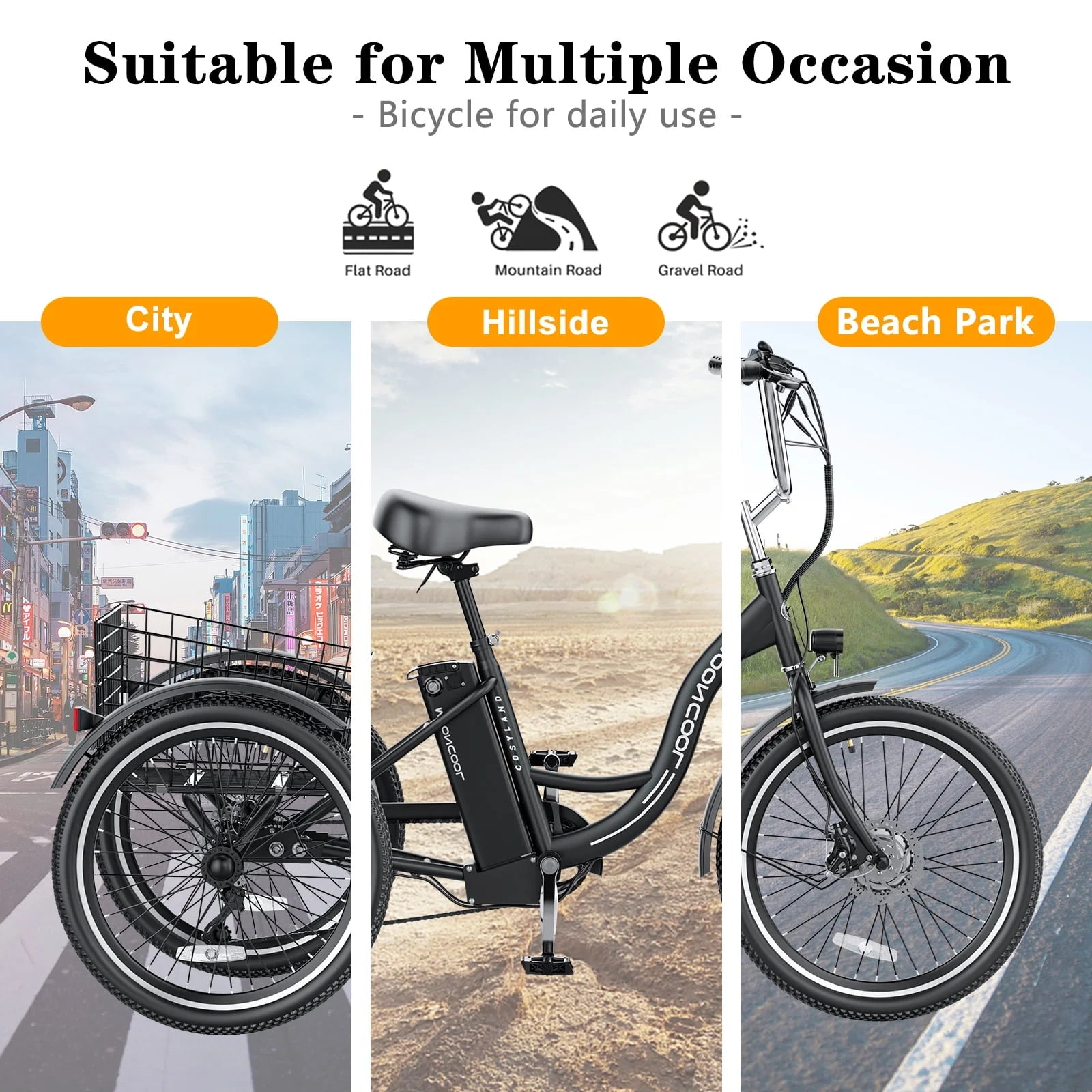 Lilypelle Adult Electric Tricycle 3-Wheel Bike for Seniors E1378