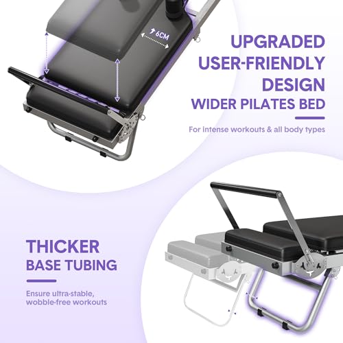 Foldable Pilates Reformer Machine for Home Gym, Adjustable, 450 Lbs Capacity B364