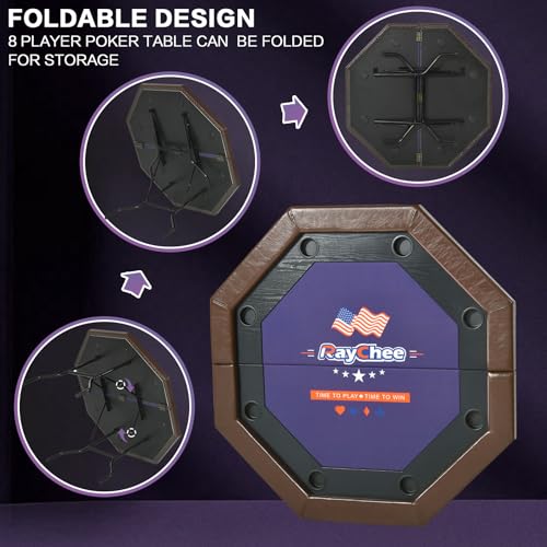Foldable 50" Octagon Poker Table with Cup Holders L79369