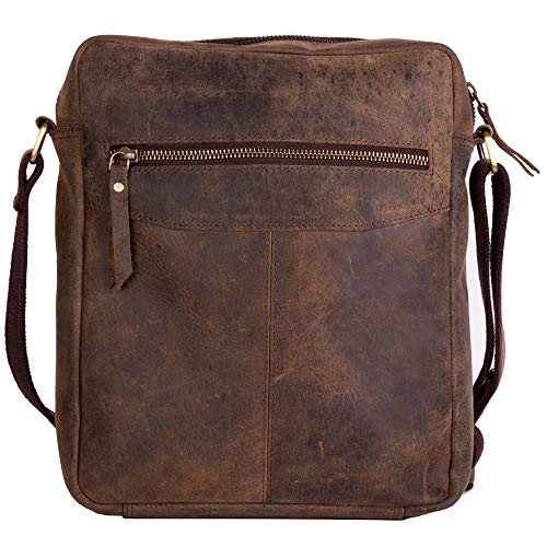 Leather Crossbody Bag Messenger Satchel for Men and Women, Brown P148