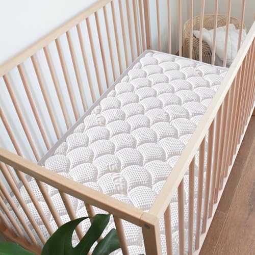 Dual-Sided Crib & Toddler Mattress, 52" x 27.6" x 5", Knitted Fabric A1519