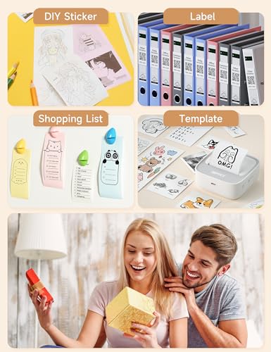 iDPRT Portable Sticker Maker Machine with 1 Roll Sticker Paper, Mini Thermal Printer for Study Notes, DIY, Labels, Grey J29332