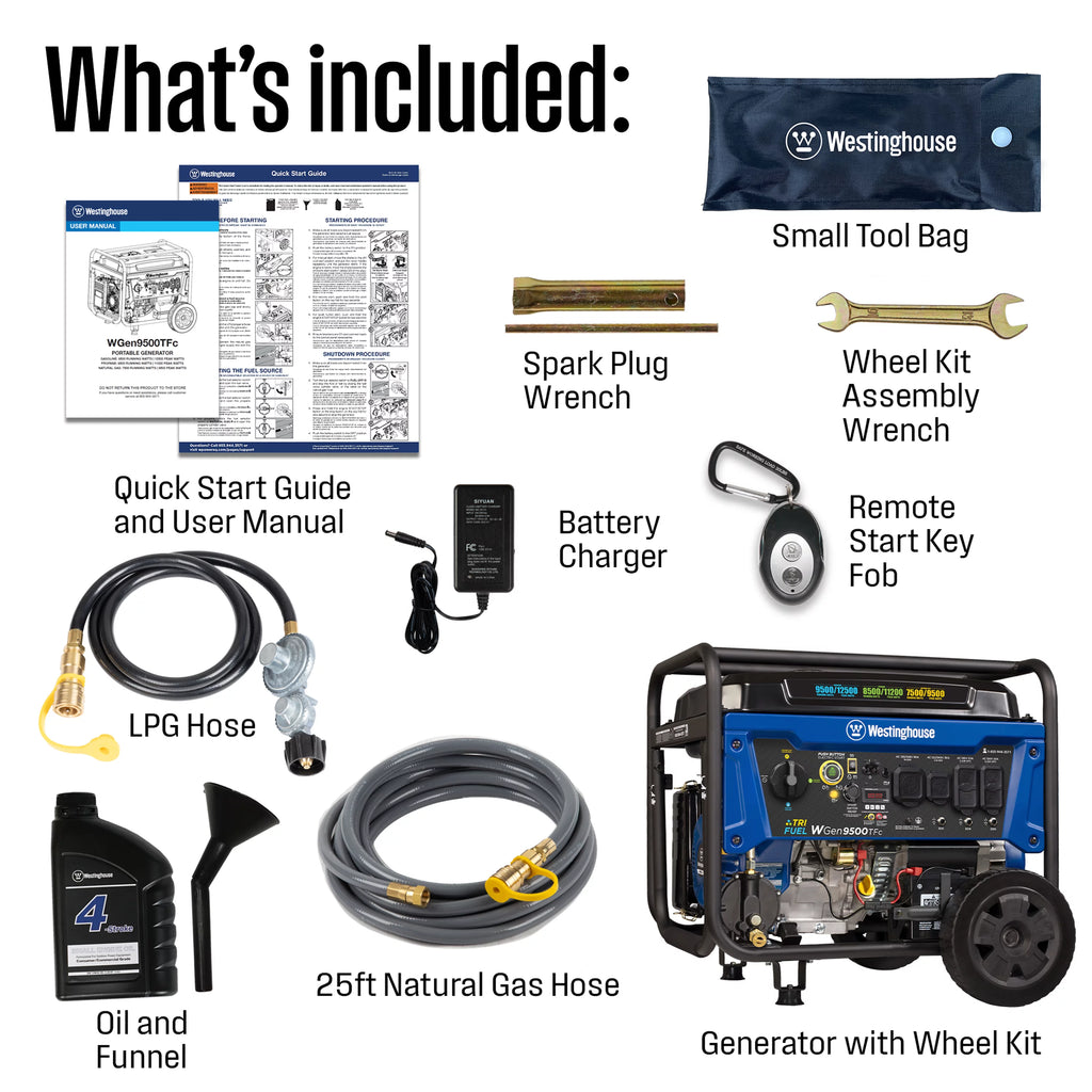 Westinghouse 12,500 Peak Watt Dual Fuel Portable Generator, Gas/Propane Y811