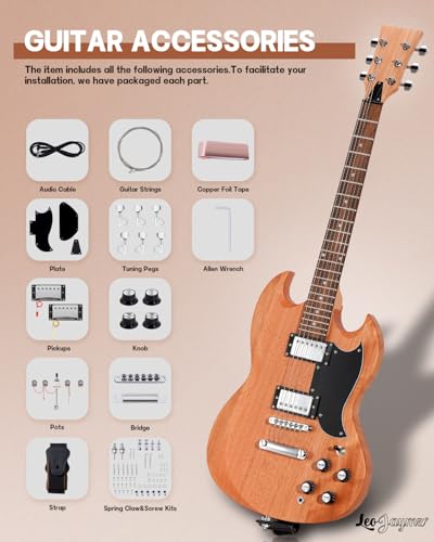 Leo Jaymz DIY Single Cut Electric Guitar Kit Mahogany Rosewood B148