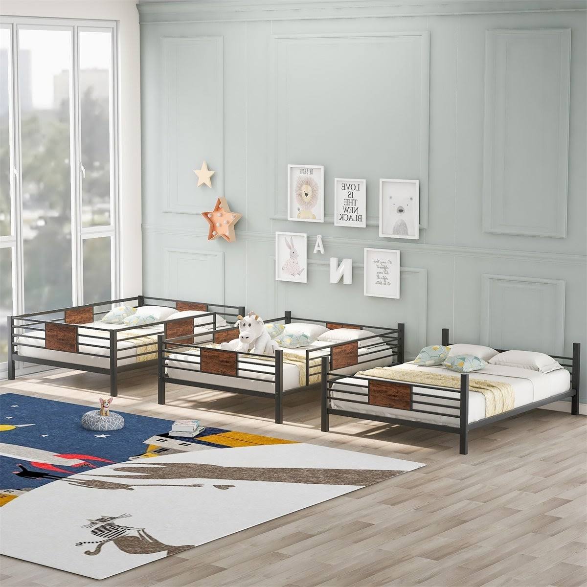 Merax Full Over Full Over Full Triple Bed, Divided into Three Separate Beds - White G131132