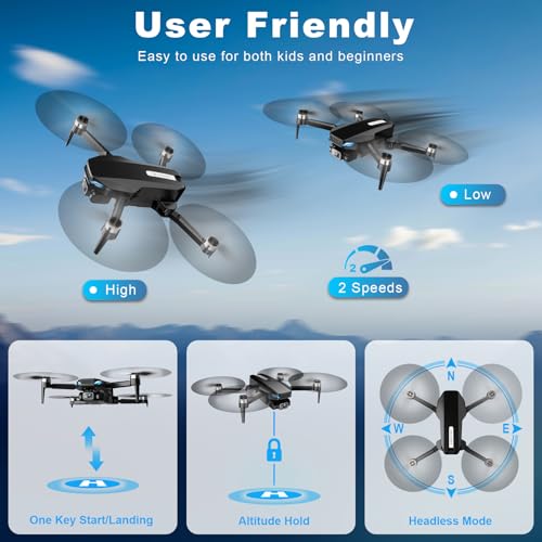 Foldable 2K HD FPV Drone with Brushless Motor for Adults U5487